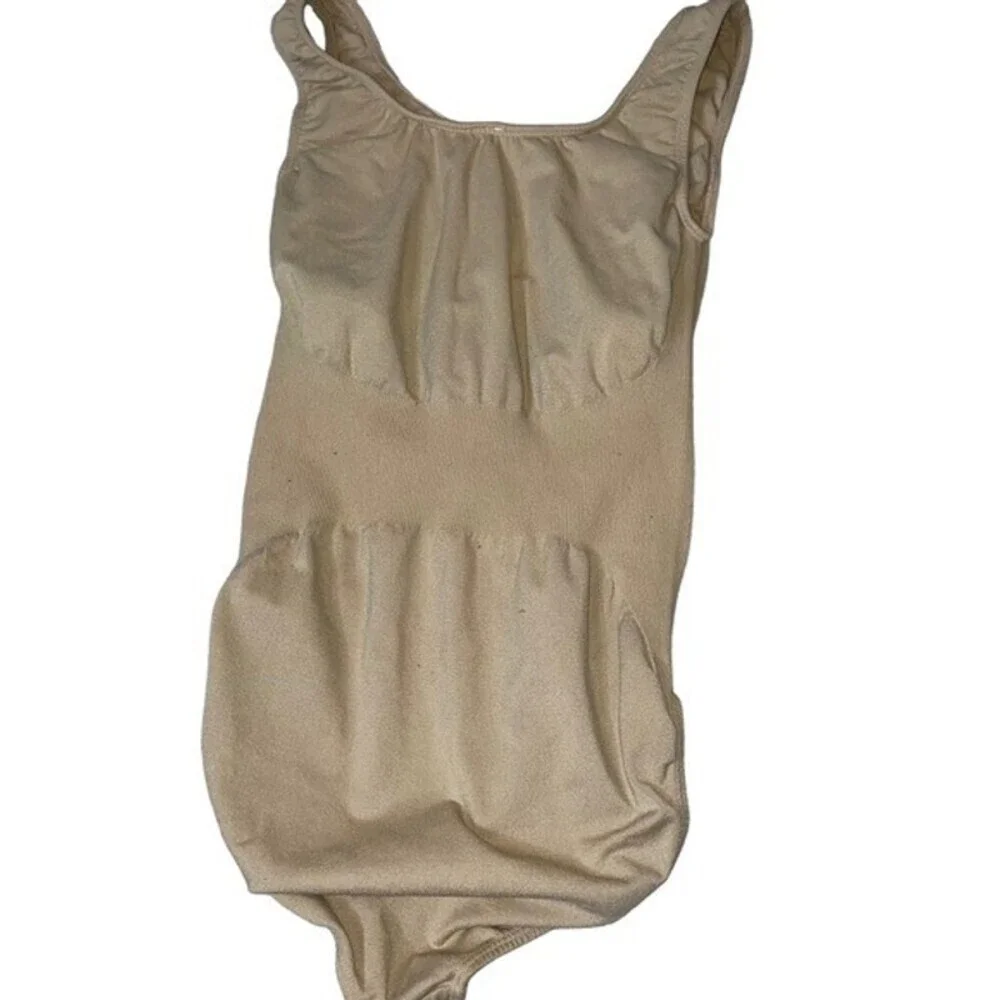 Balera Women's SZ M compression one piece nude with waist slimming shelf bra
